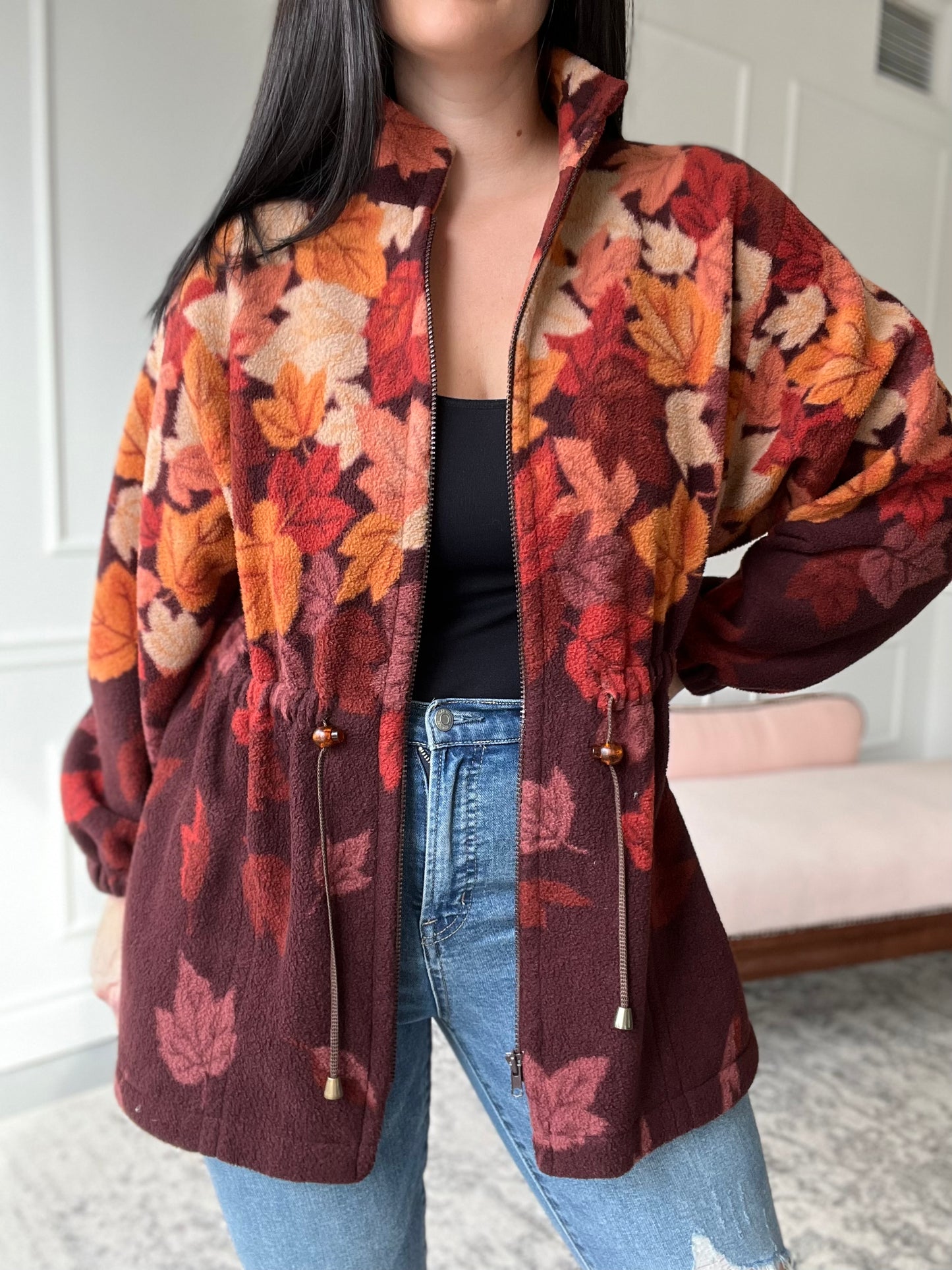 Fall Leaves Fleece Jacket - Size L
