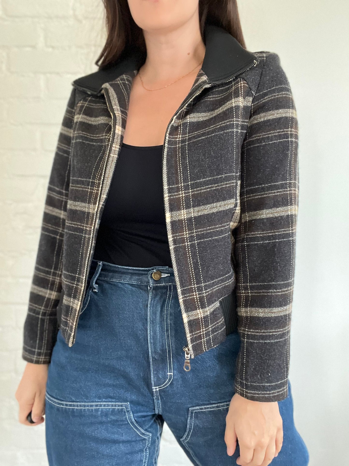 Plaid Bomber Jacket - Size 10
