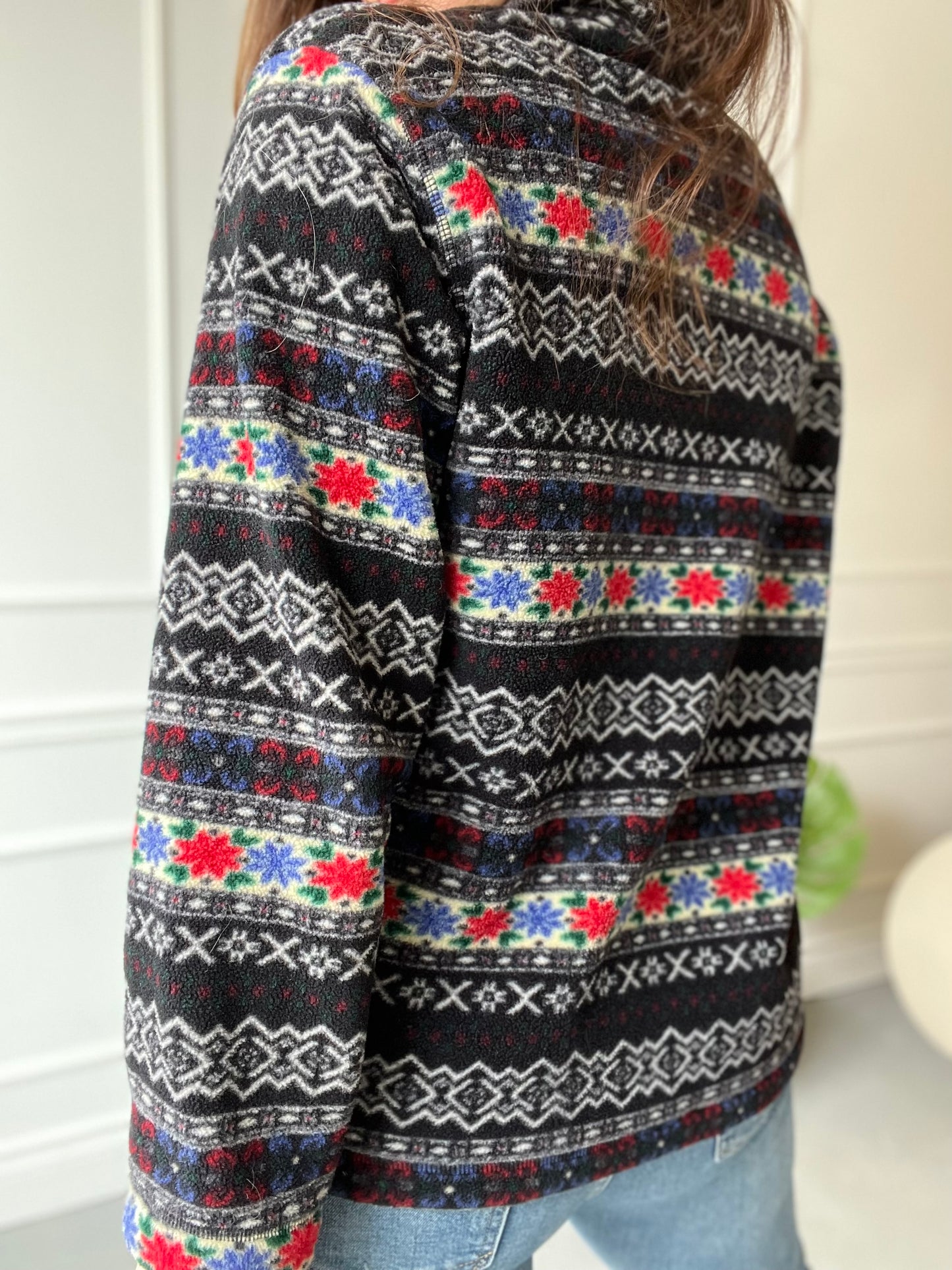 Abstract Vintage Floral Fleece - Size L