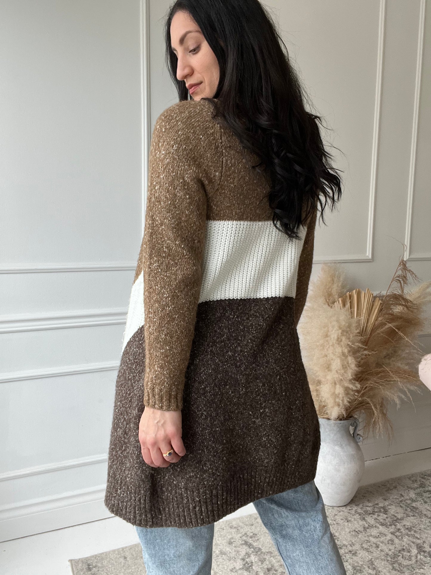 Tiered Neutral Cardigan Duster - Size M