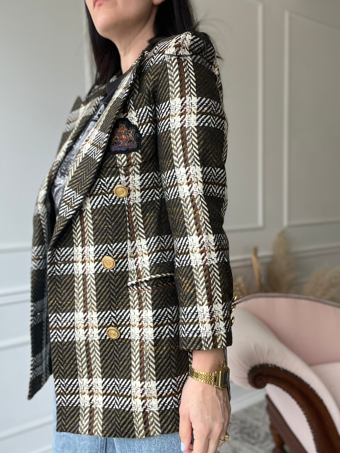 Vintage St. Sophia Paris Tweed Crest Blazer - Size M