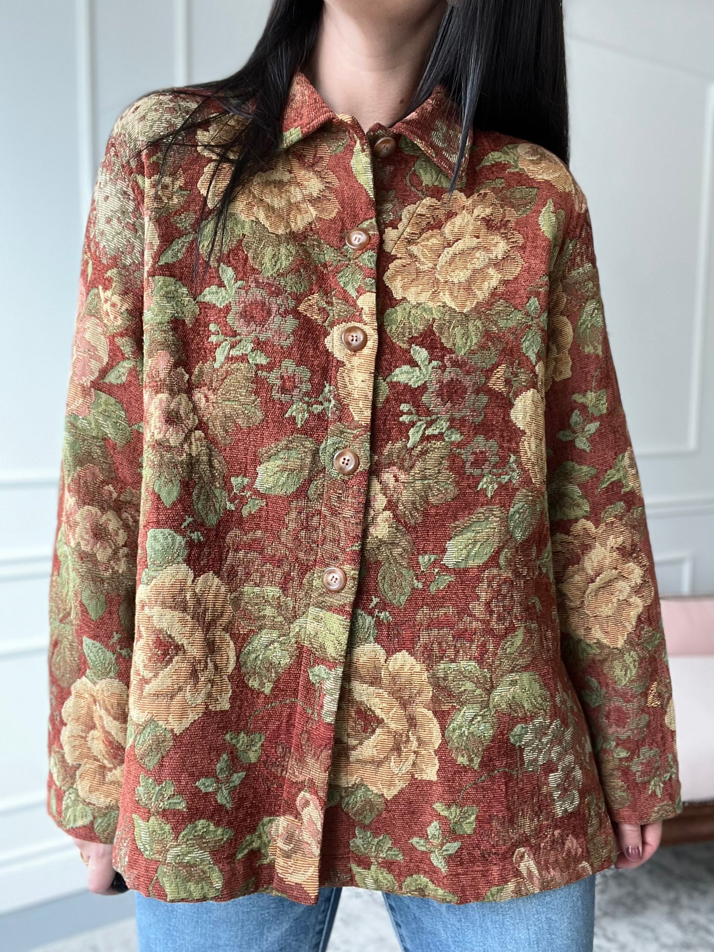 Big Rose Cotton Texture Jacket - XL