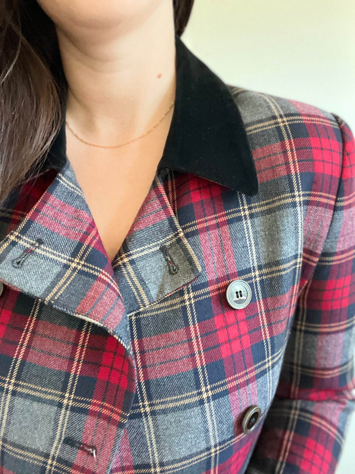 Red & Black Plaid Blazer - Size 6