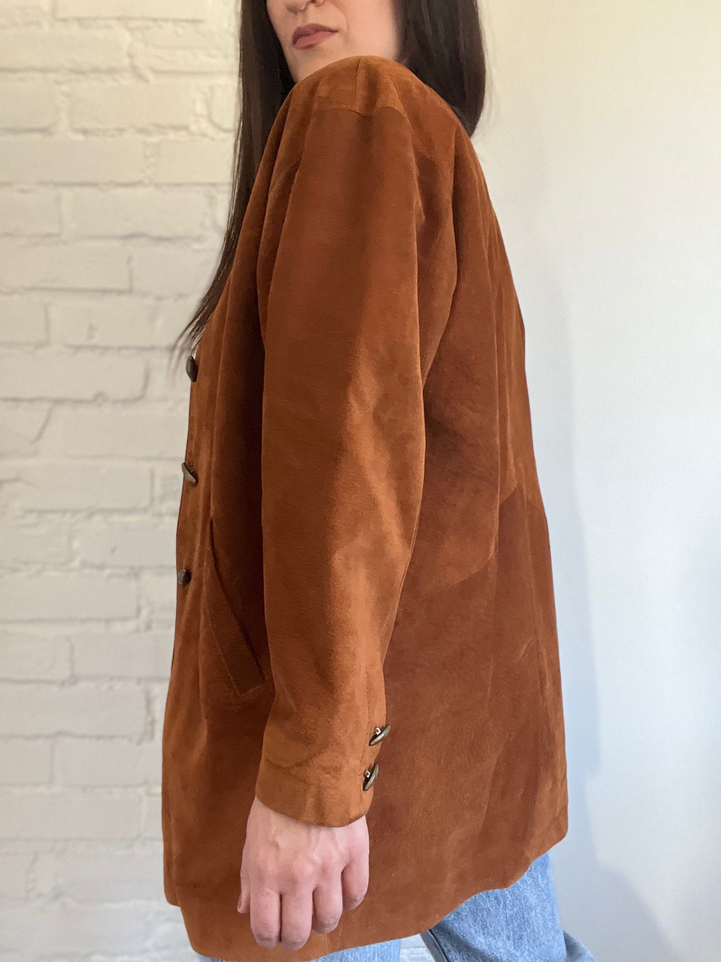 Vintage Brown Suede Jacket - Size S (Oversized)