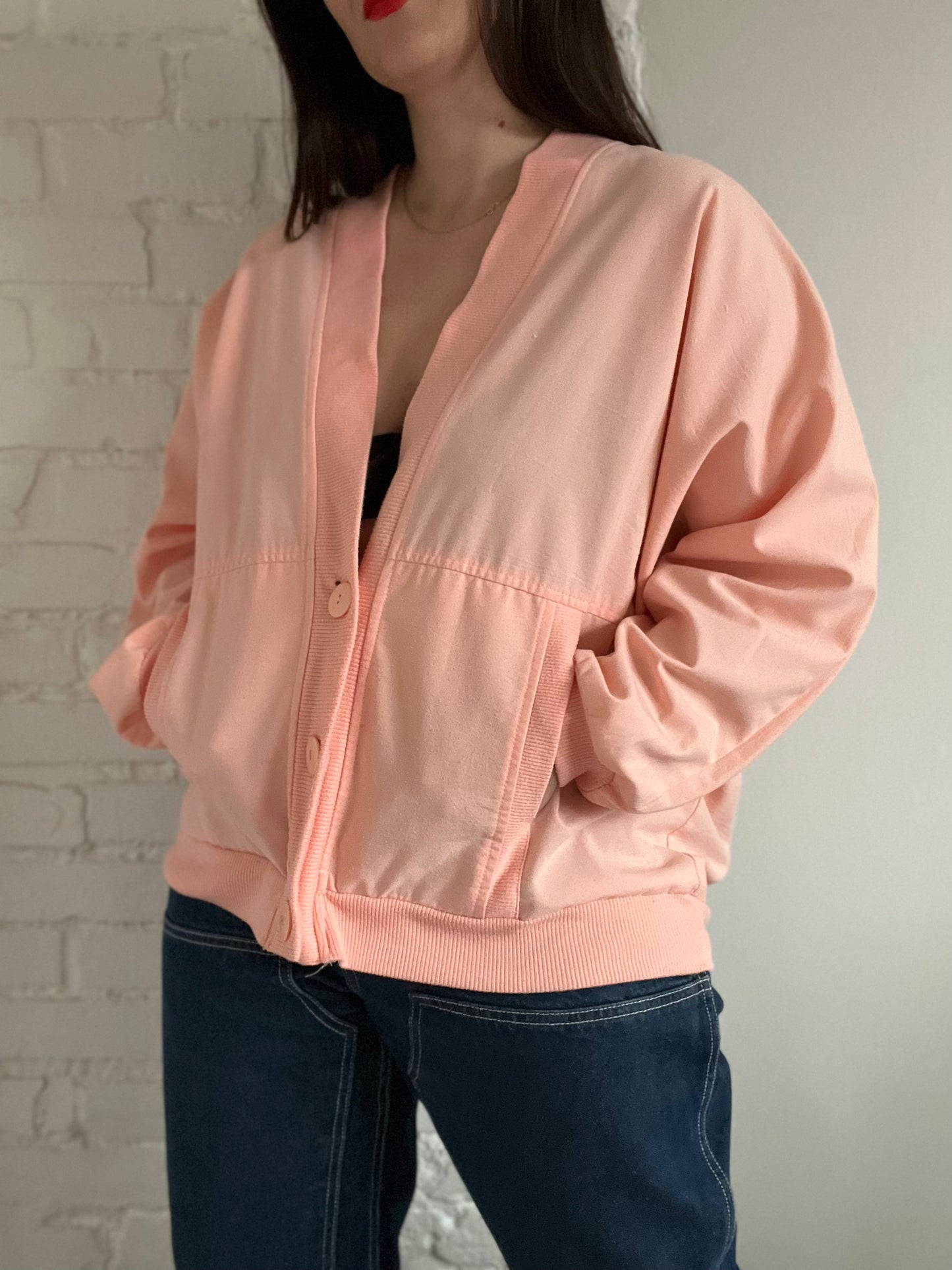 Sporty Peach Vintage Cardigan - XL