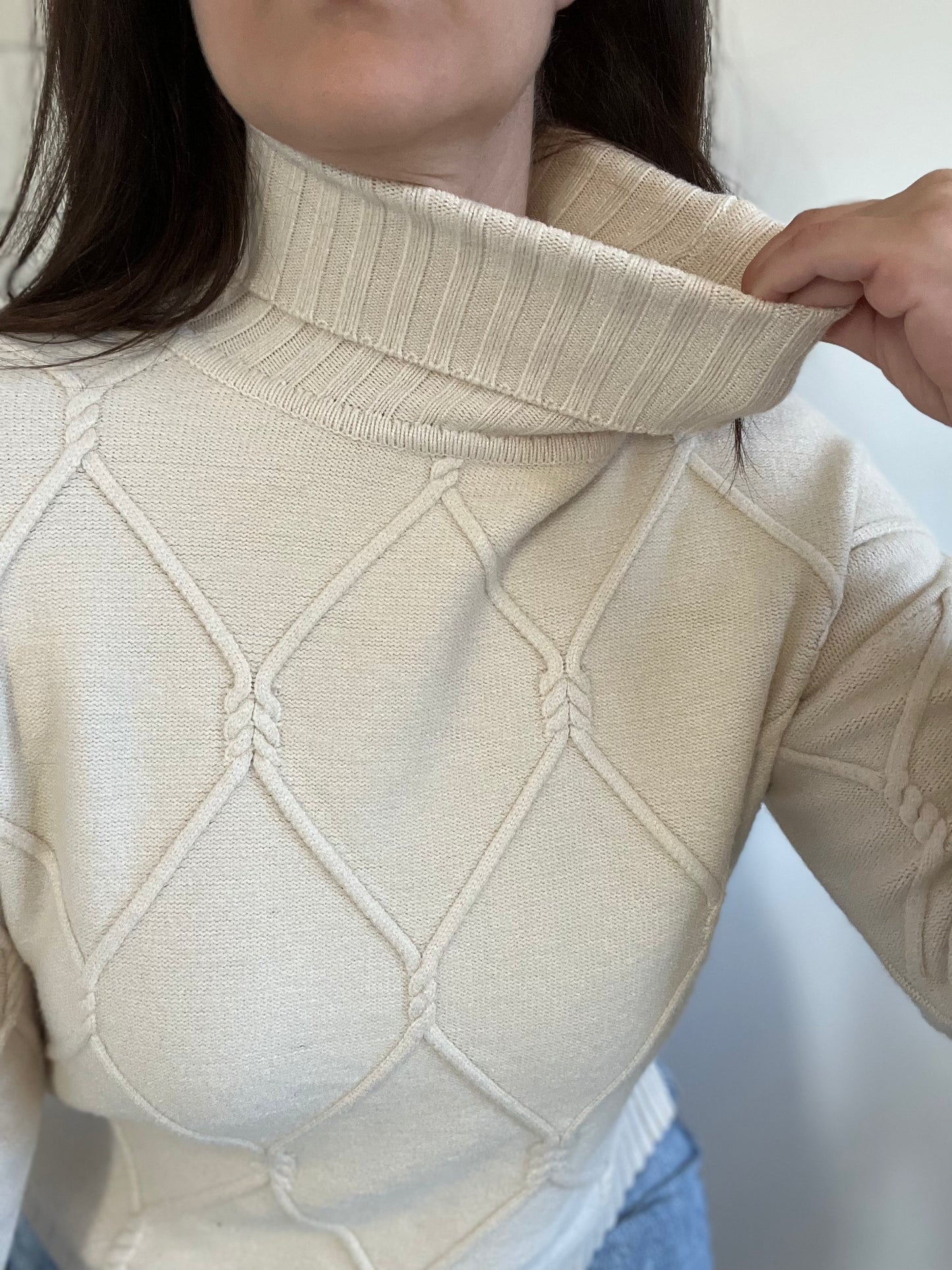 Textured Stretch Turtleneck Sweater - Size S-L