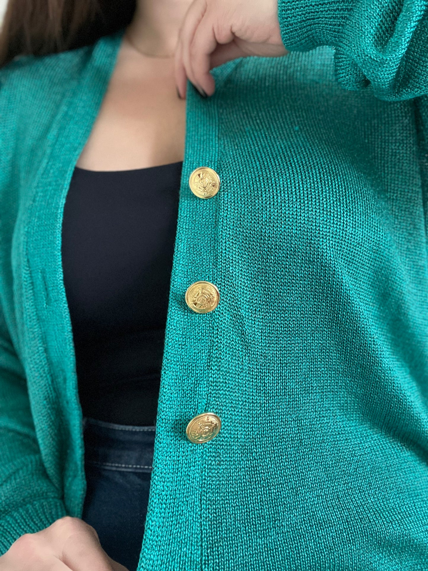 Shimmery Emerald Green Cardigan - M/L