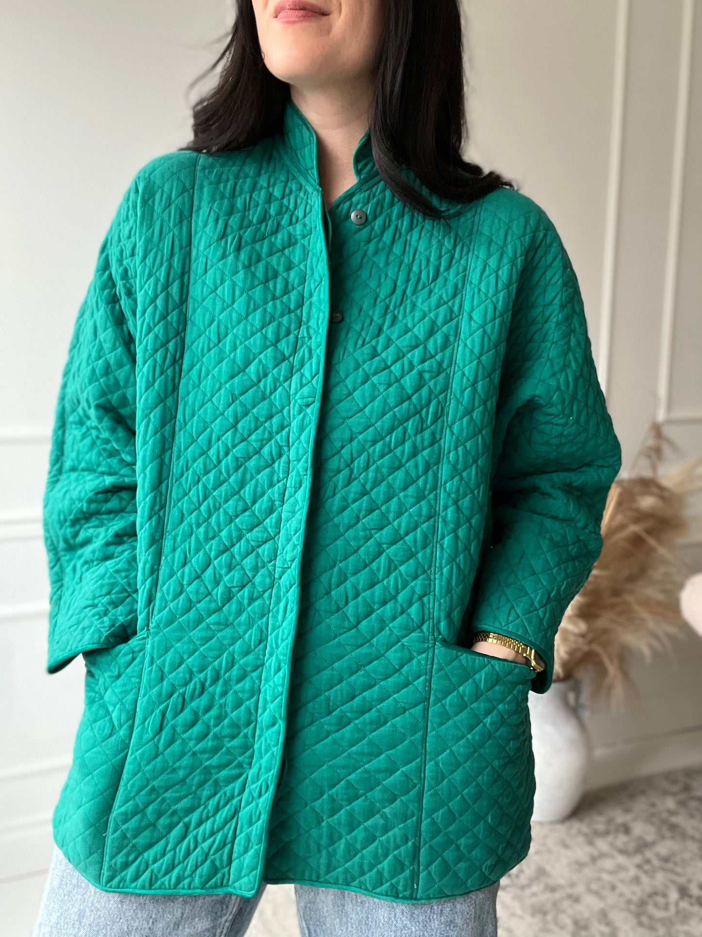 Quilted Teal Chore Coat - Size L