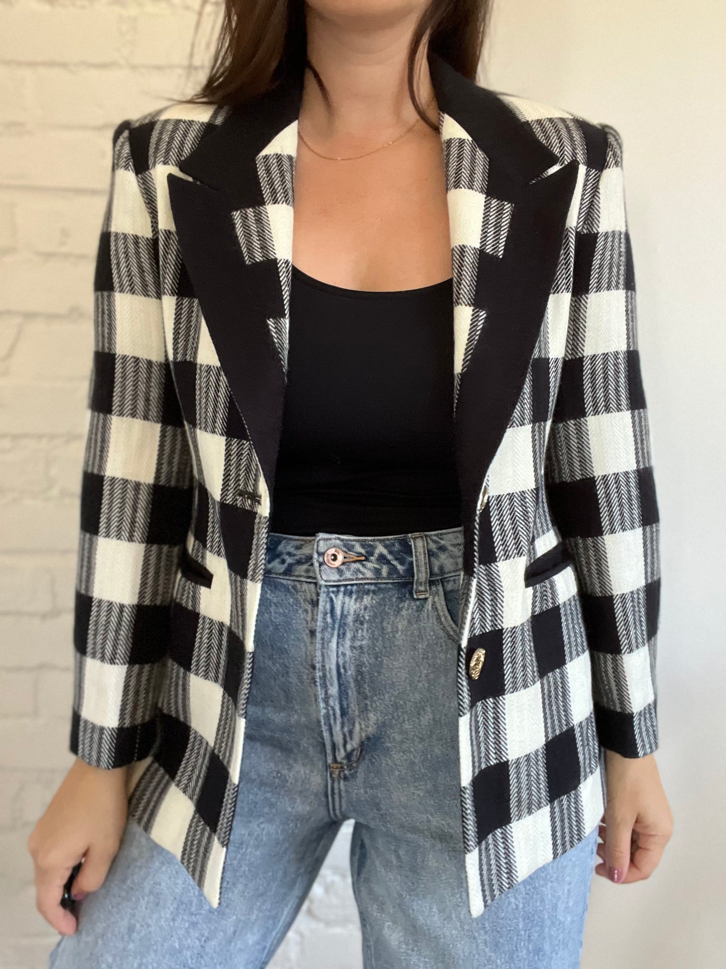 B&W Check Vintage Blazer - Size M