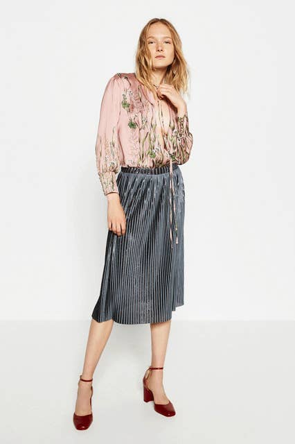 Metallic Pleated Skirt - S