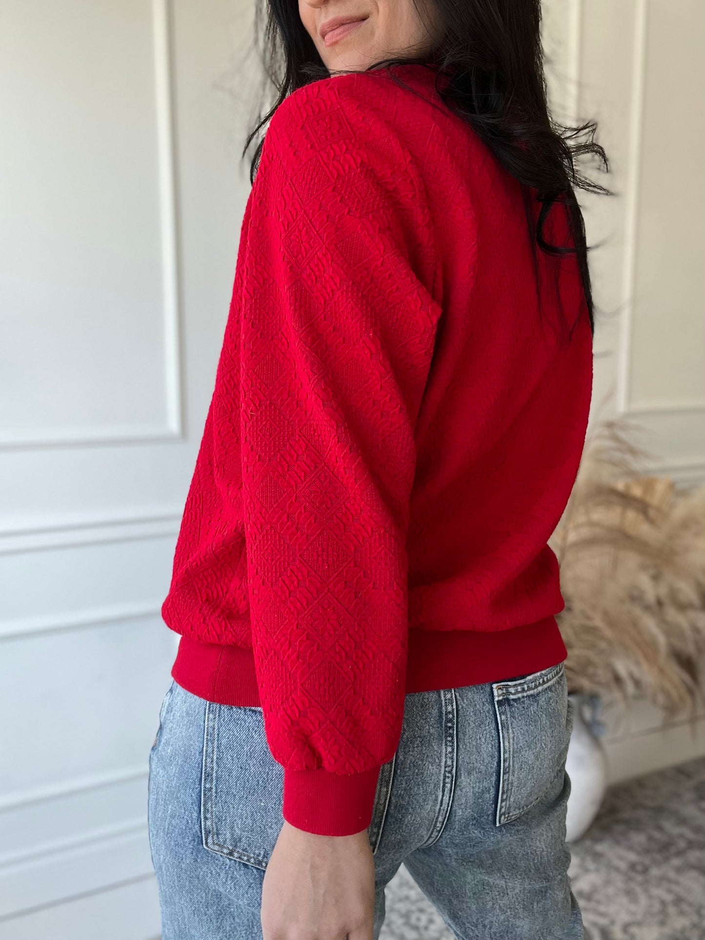 Textured Red Sweater - Size L