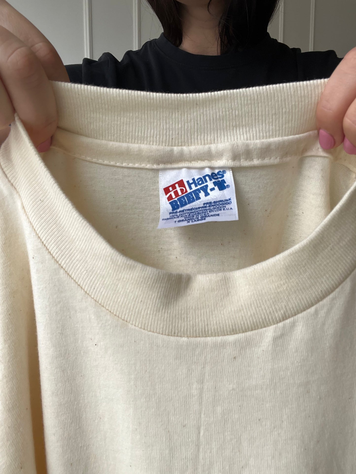 Vintage Beefy-T Hanes Oatmeal T-Shirt  - Size Mens XL