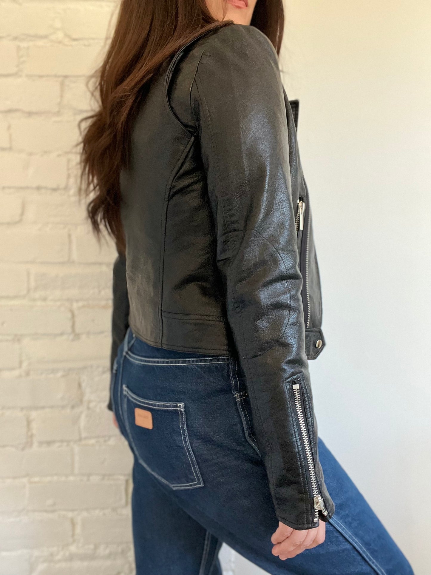 Faux Leather Moto Jacket - Size XS/S