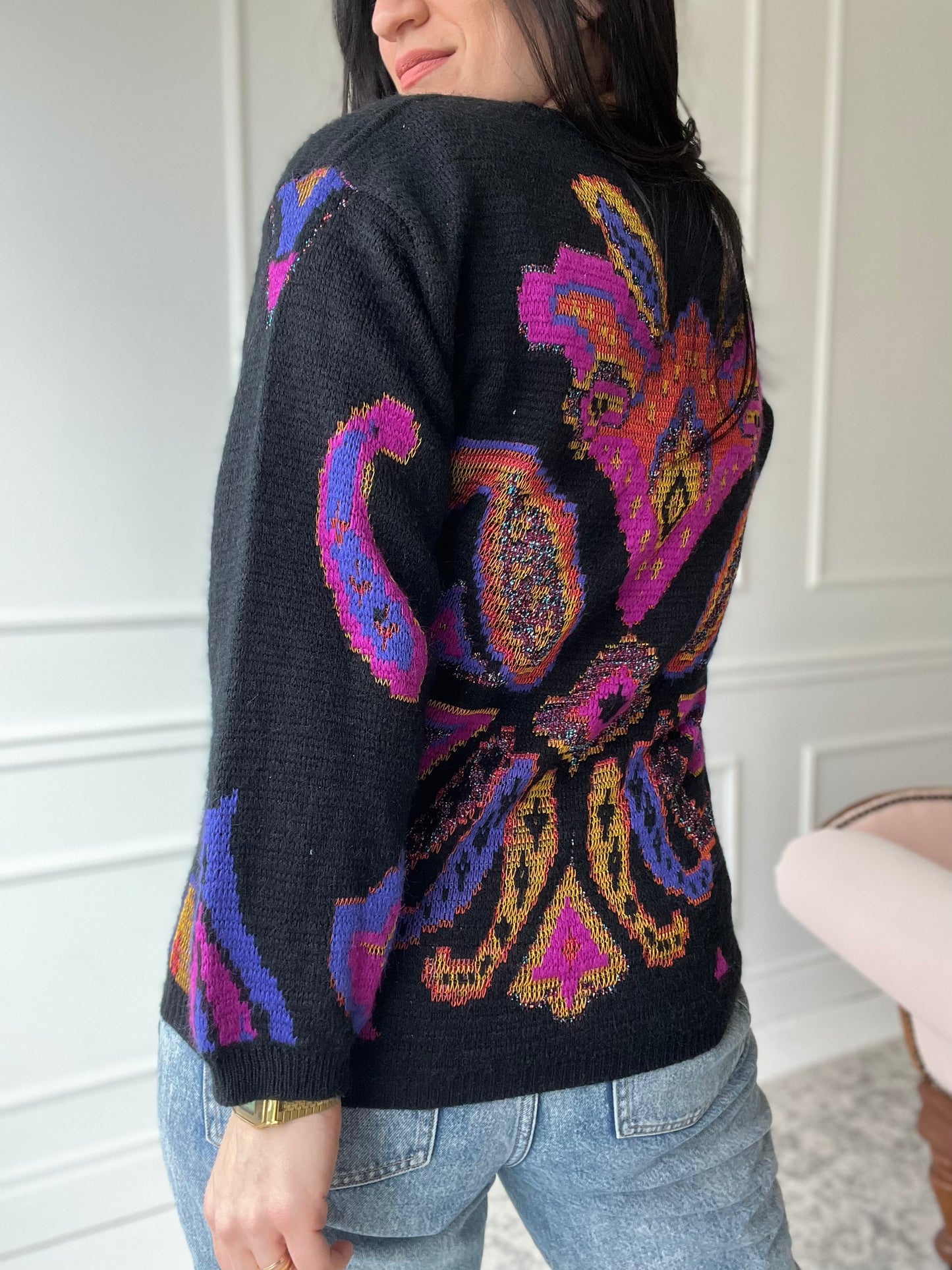 Abstract Graphic Knit Sweater - Size M