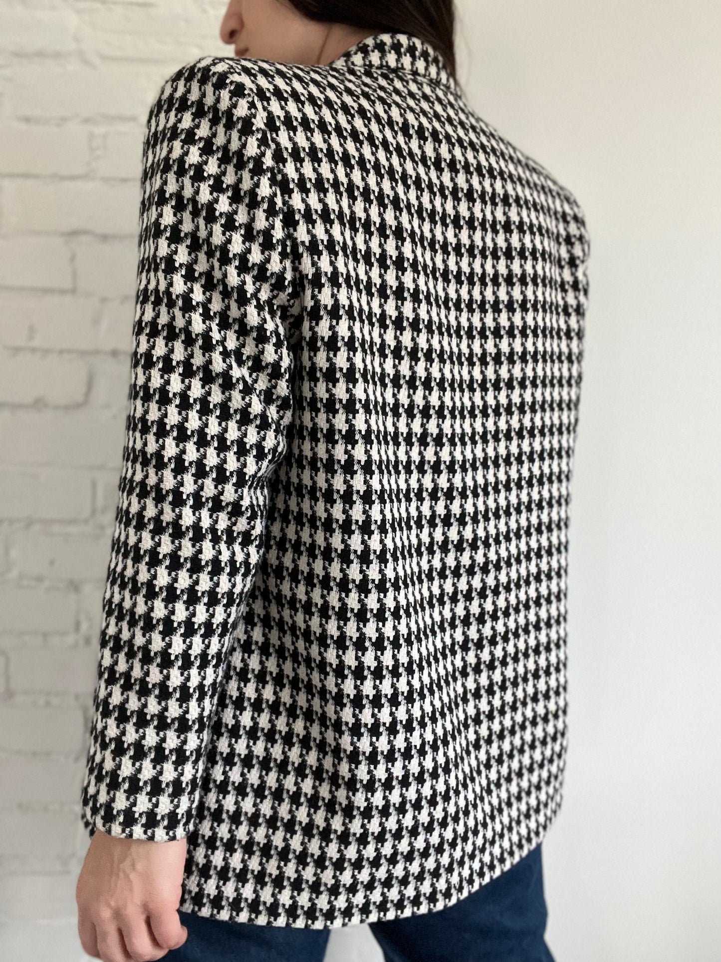 B&W Houndstooth Vintage Blazer  - Size L