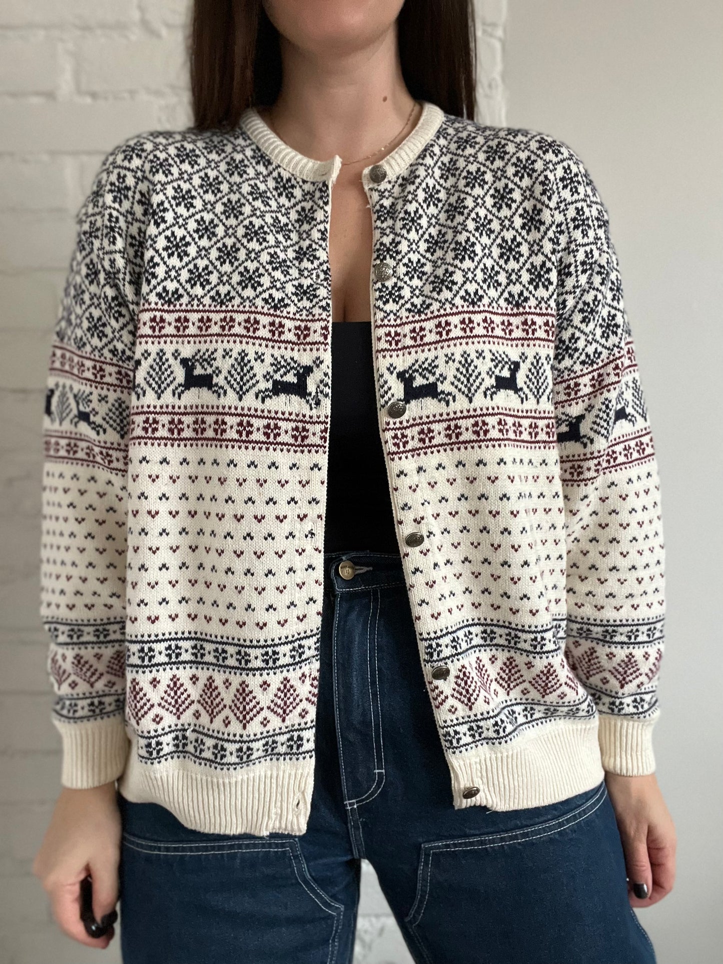 Vintage Christmas Classic Cardigan - L