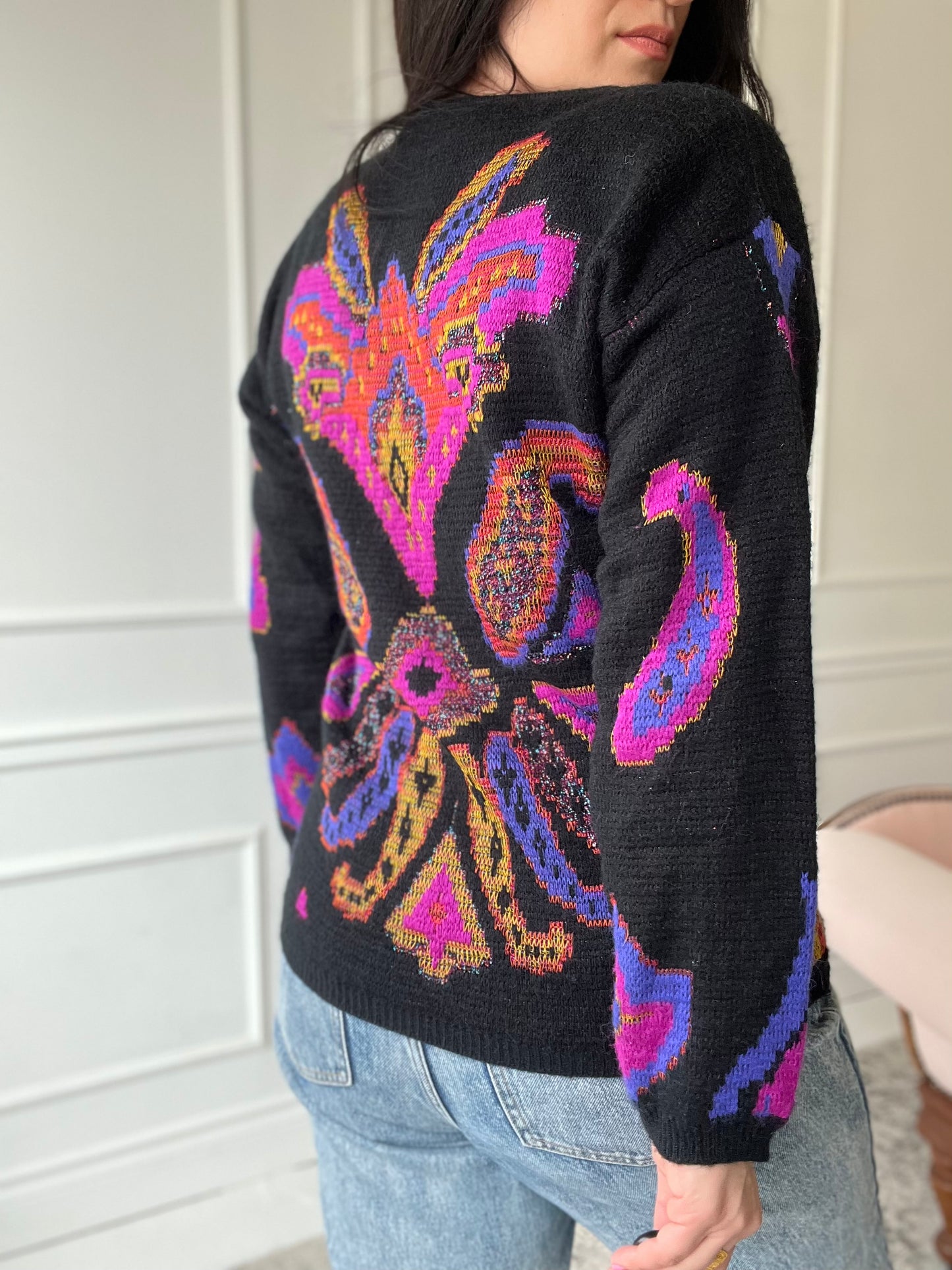 Abstract Graphic Knit Sweater - Size M