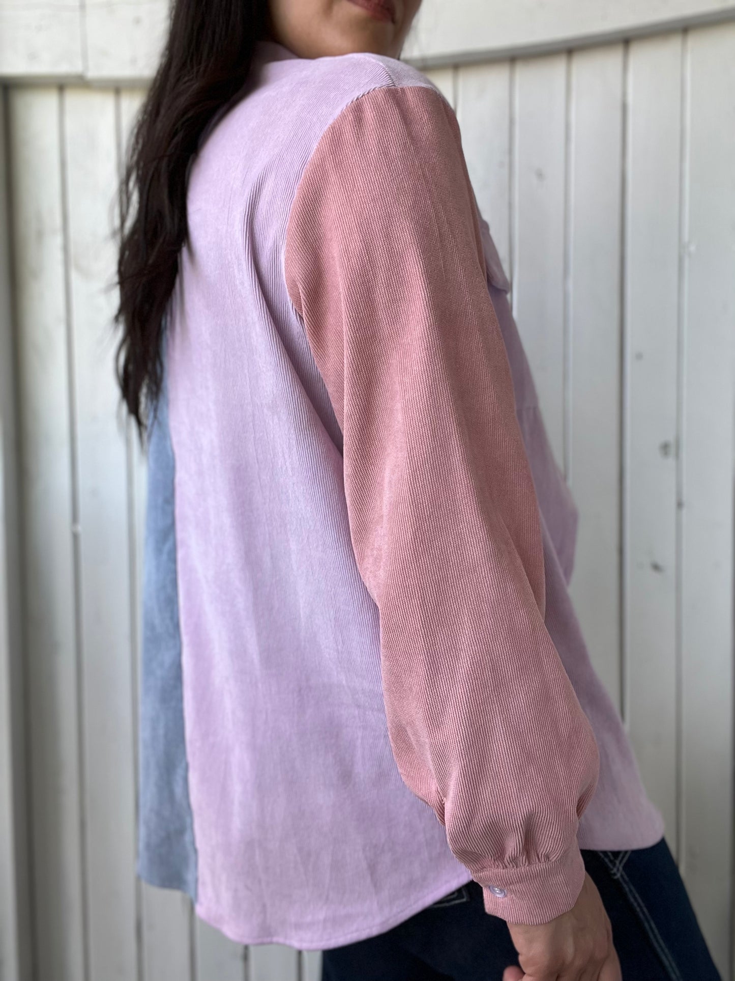 Colour Block Cord Button Up - Size M/L