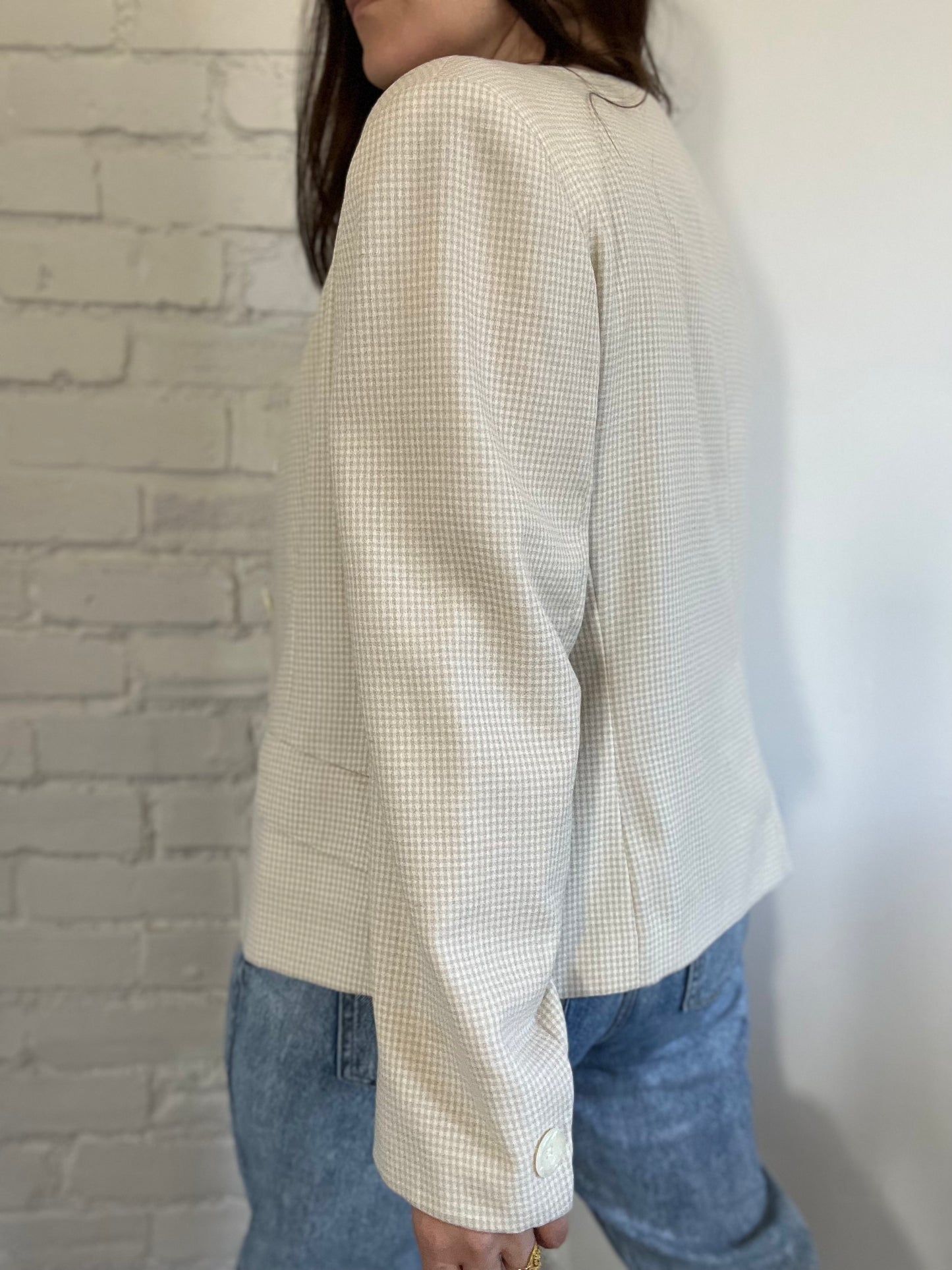 Neutral Gingham Blazer - Size XL
