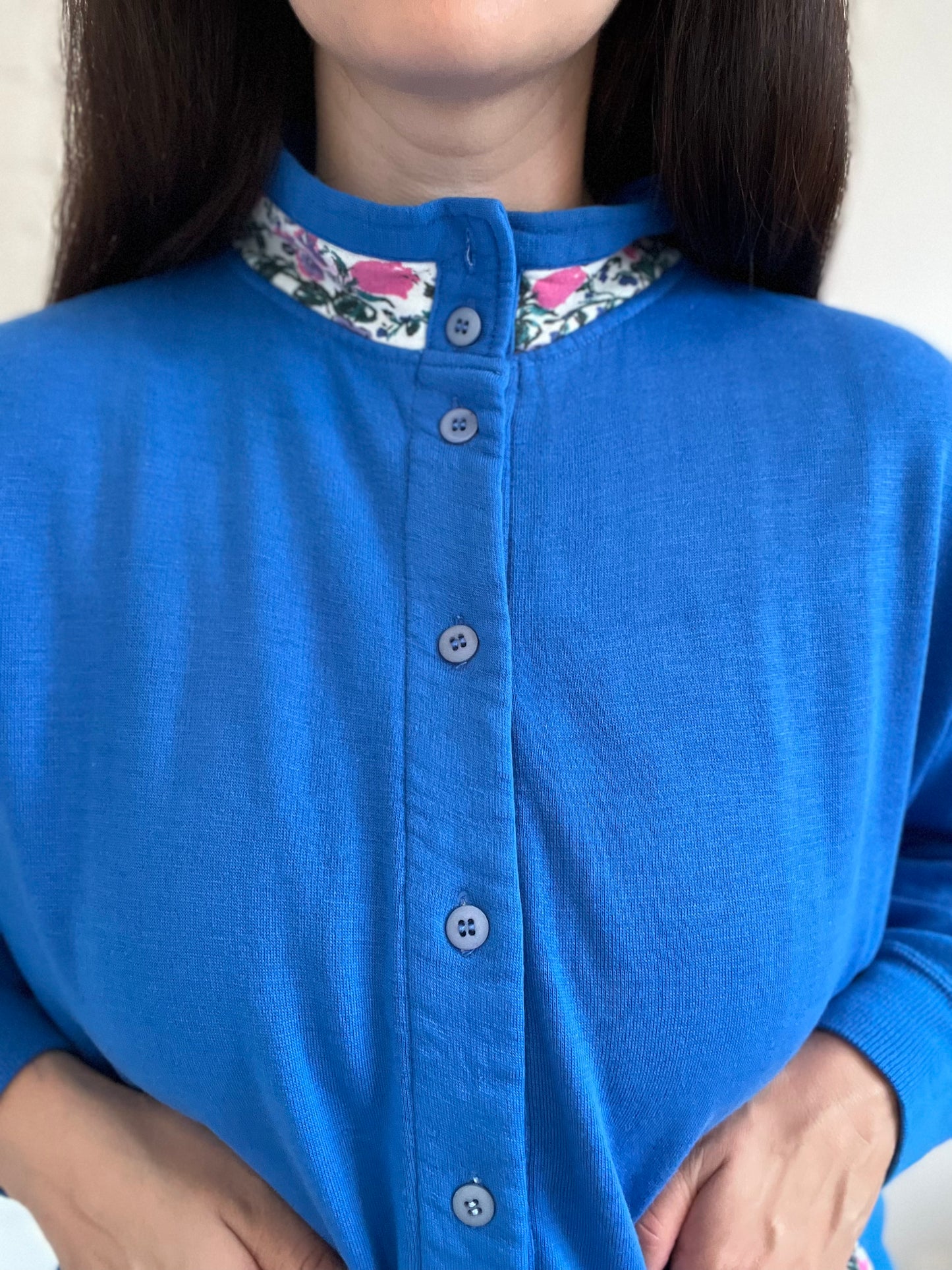 Royal Blue Floral Sweater - Size XL