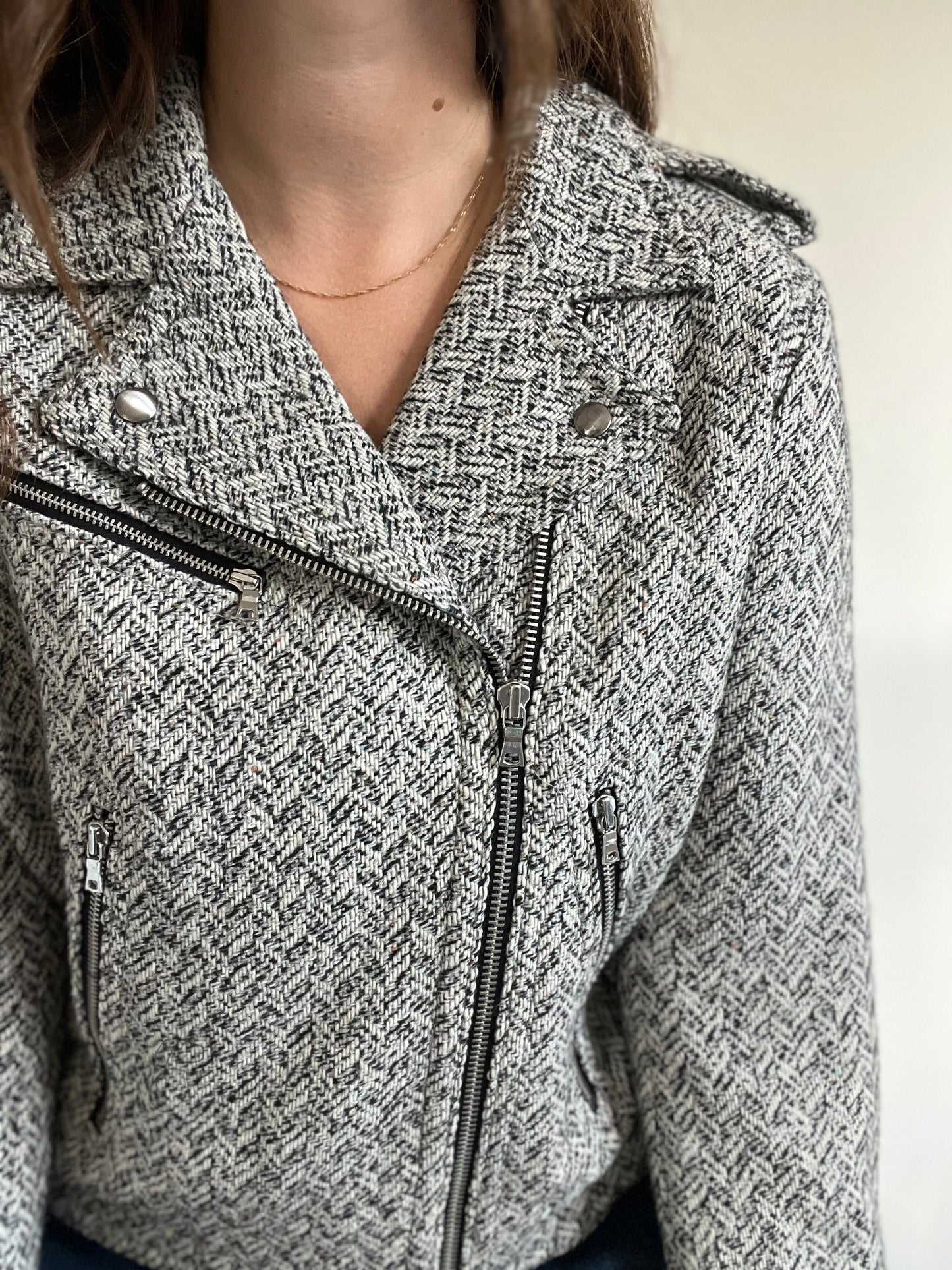 Tweed Moto Jacket - Size XL