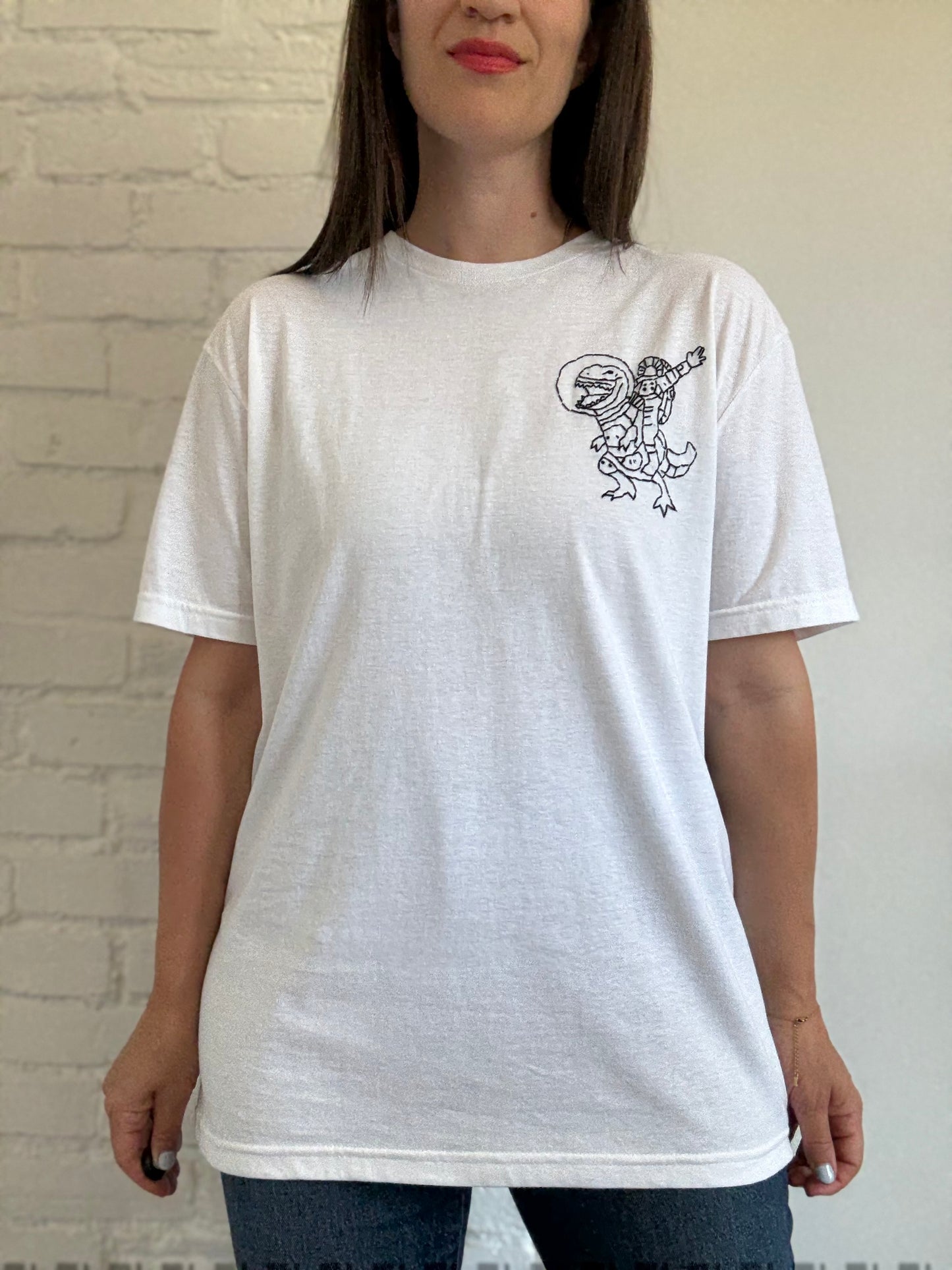 Astronaut Dinosaur Stitch T-Shirt - Size L (Unisex)
