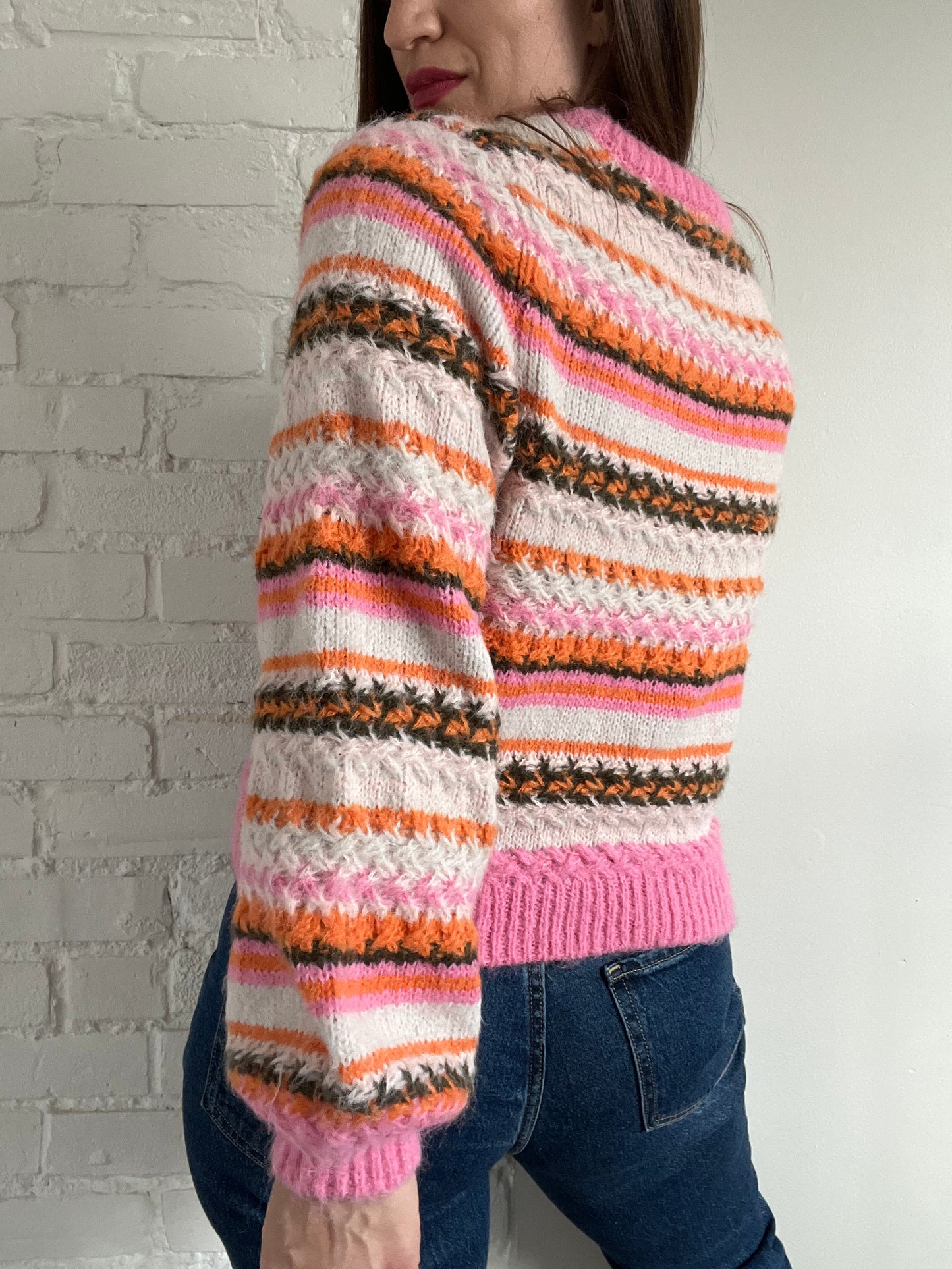 Textured Fair Isle Crewneck - M