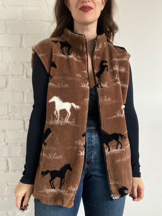 Teddy Vest with Horses - M