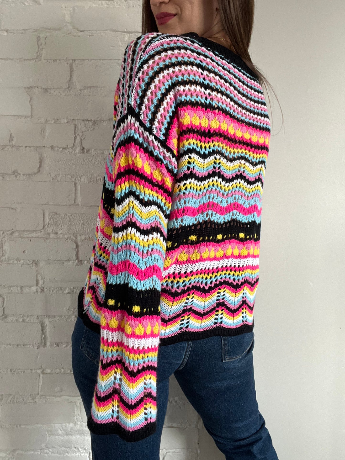 Loose Rainbow Knitted Sweater - M/L