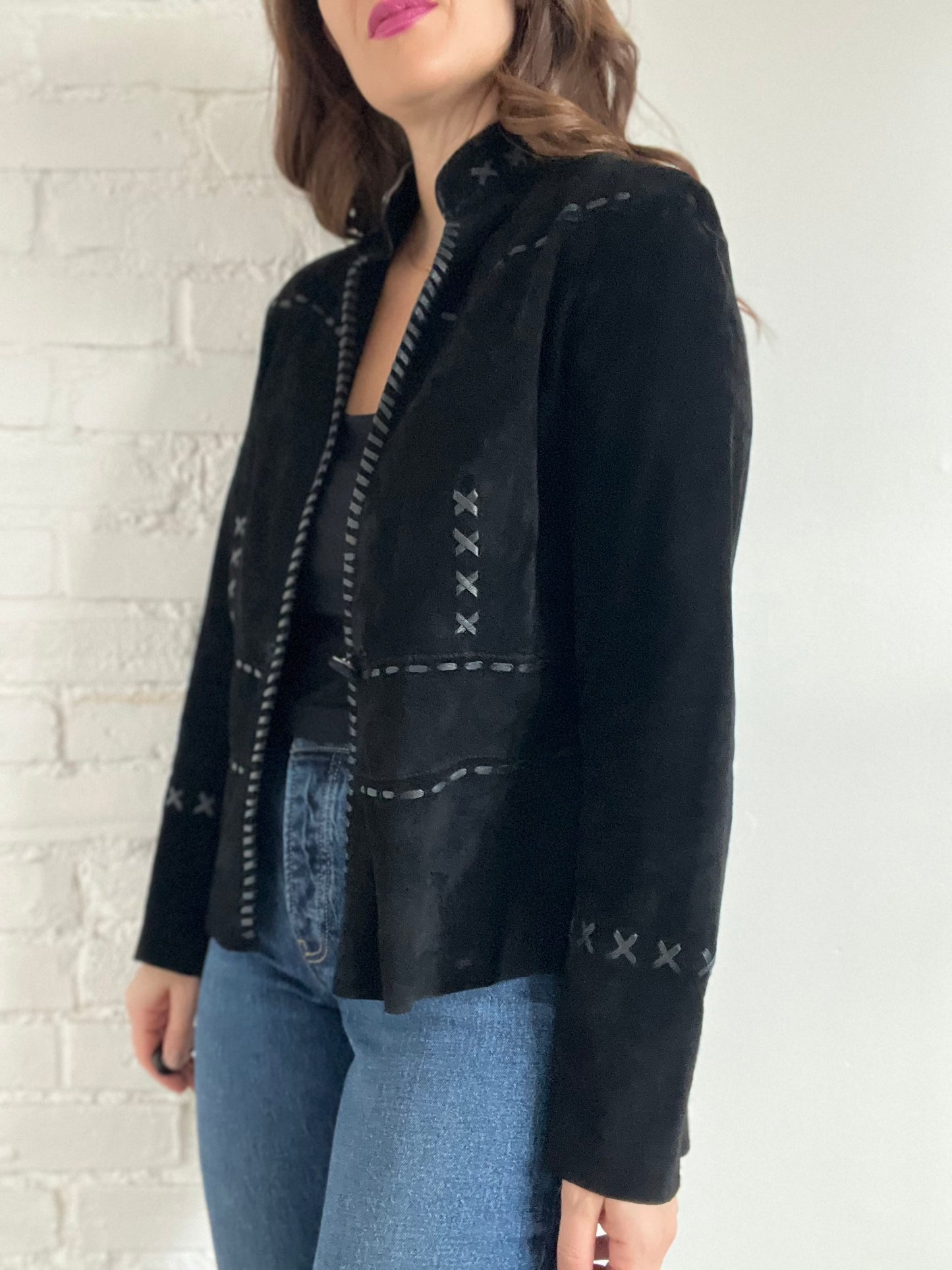 Western Black Suede Jacket - L