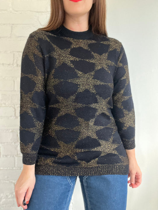 Gold Metallic Stars Sweater - XS/S