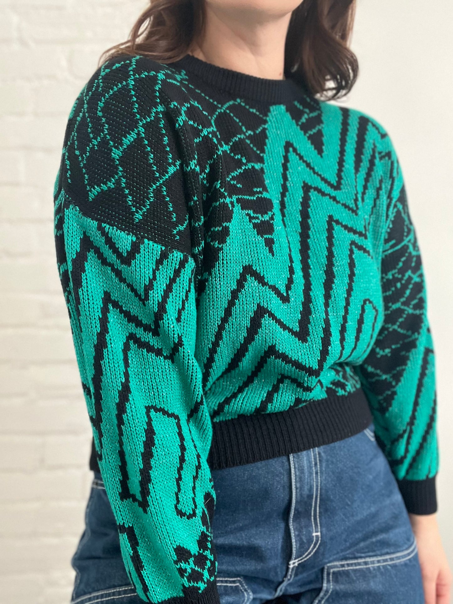 Green and Black Cropped Knit - S/M