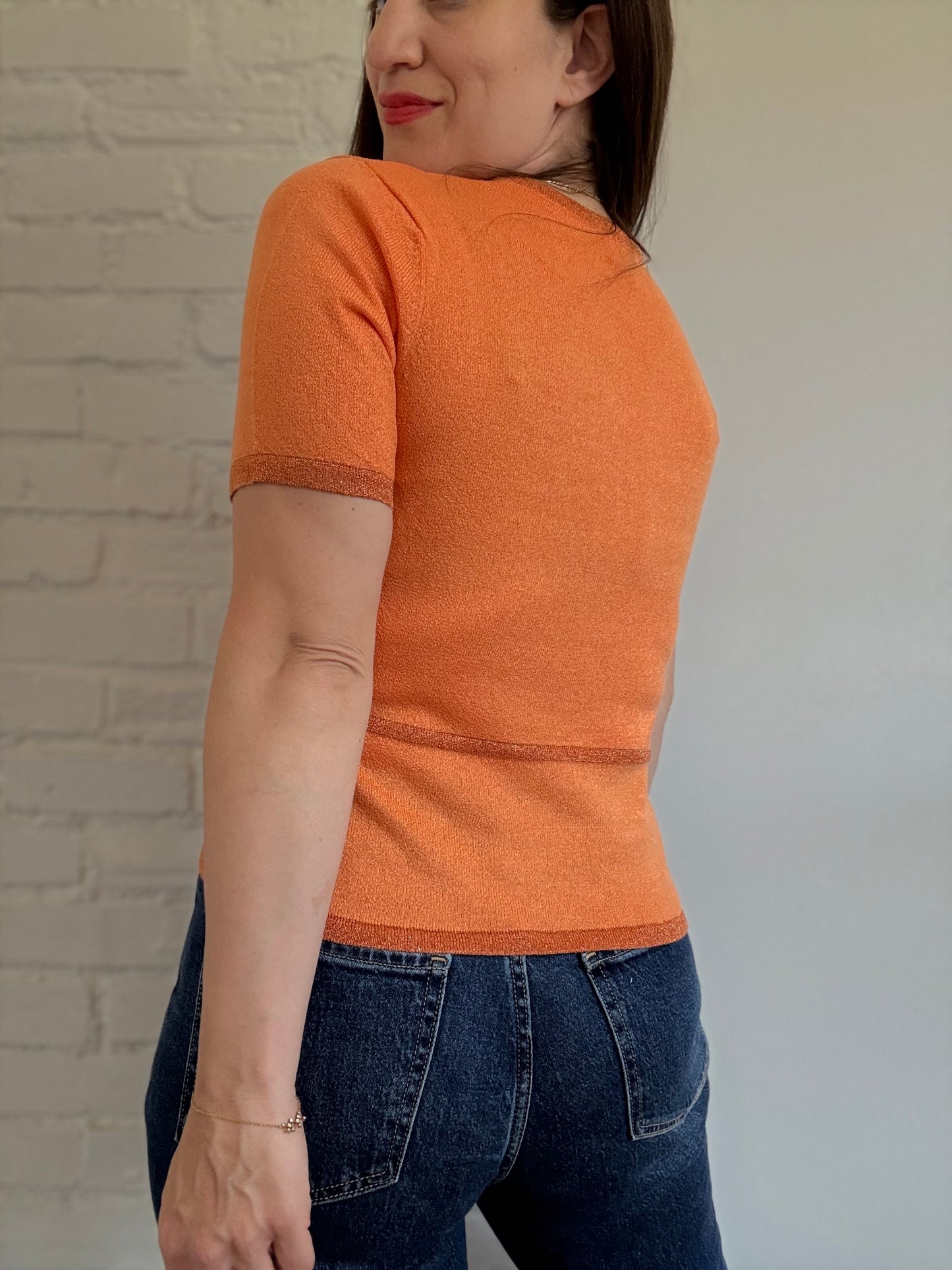 Orange Metallic Disco T-Shirt - Size M
