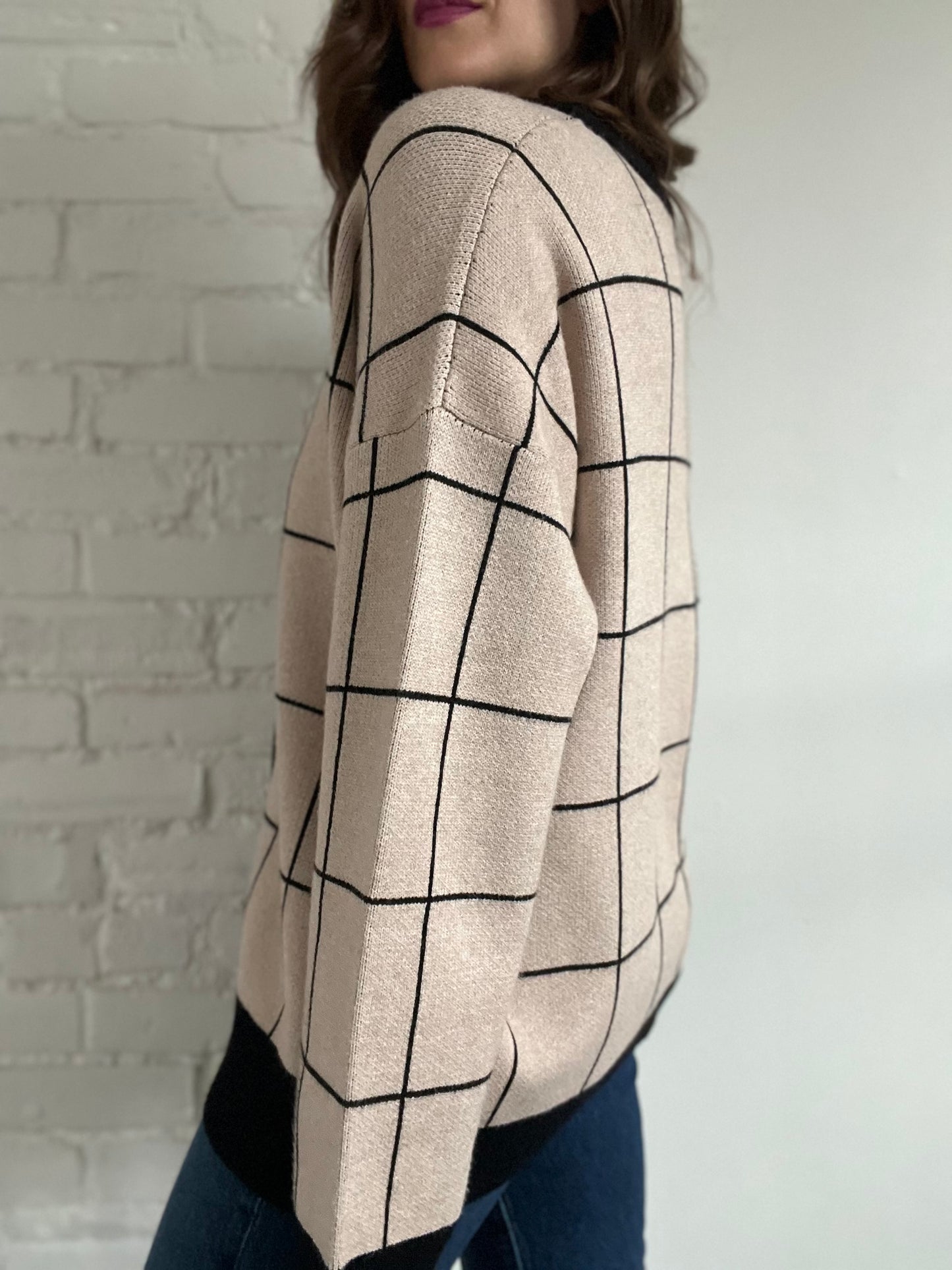 Oak + Fort Grid Cardigan - Sz. S (Oversized)