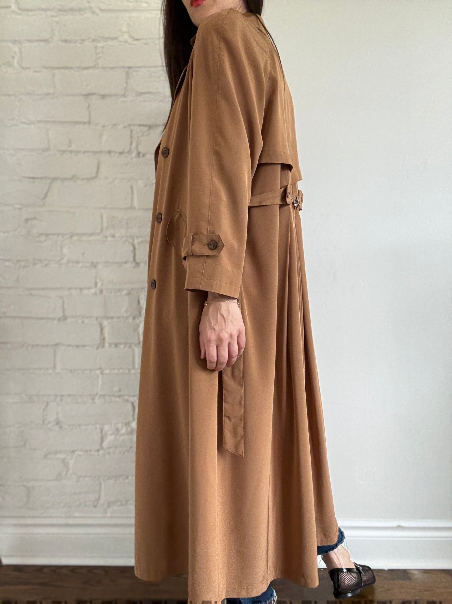 Detailed Camel Trench Coat - Size L