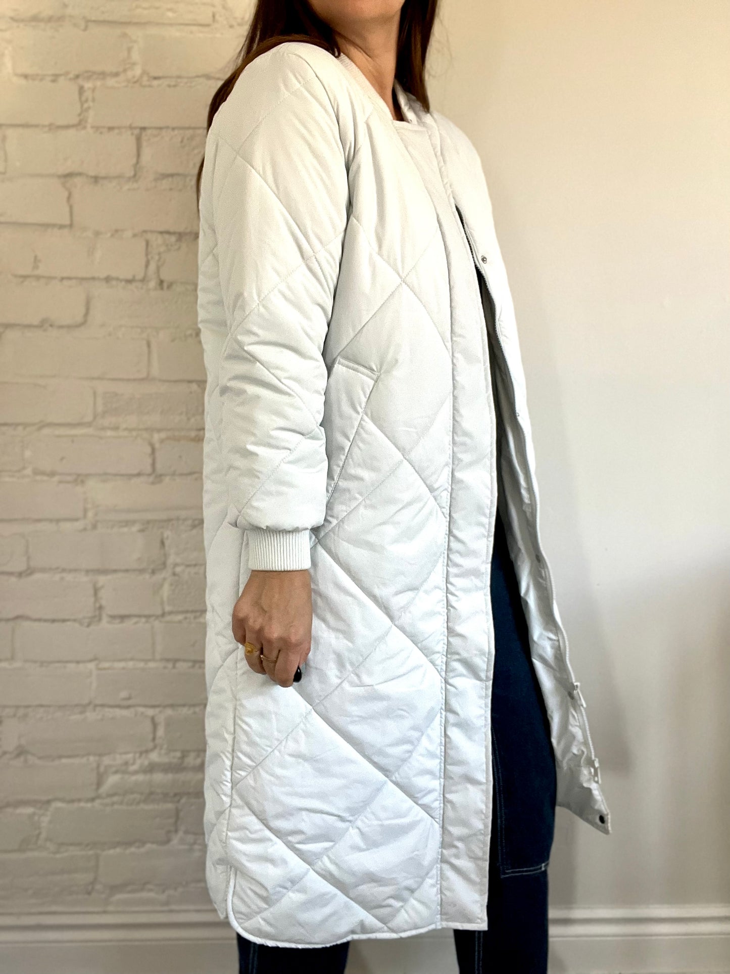 Long Quilted Puffer Jacket - M/L
