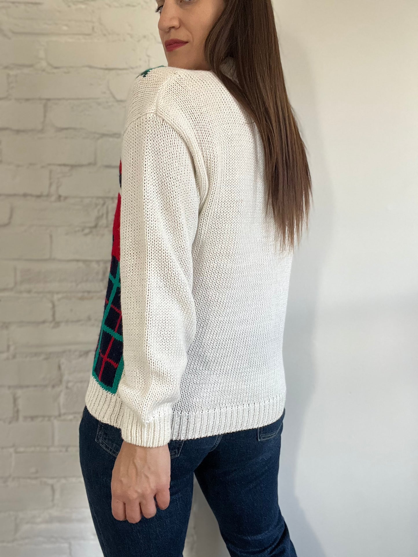 Festive Mock Neck Knit Sweater - M