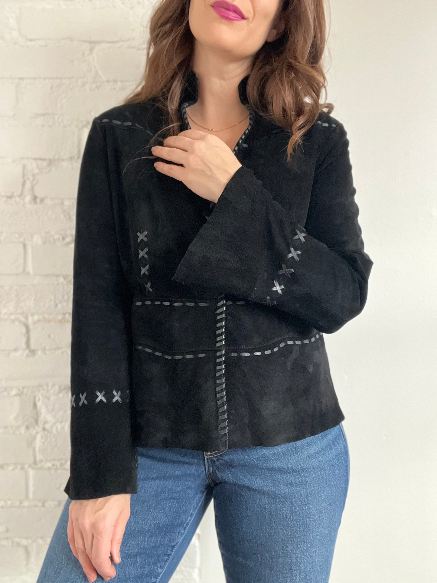 Western Black Suede Jacket - L