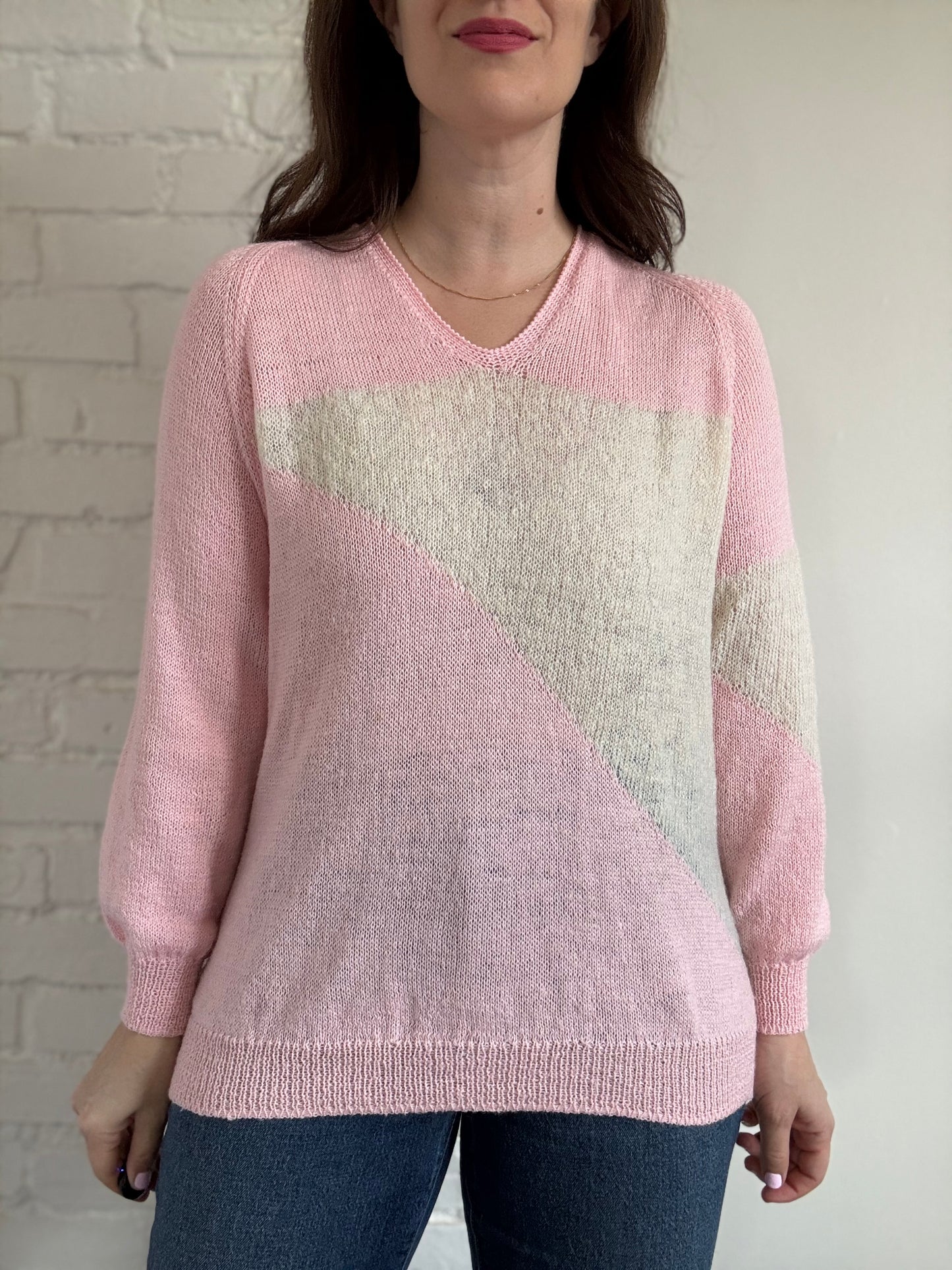 Pink Pastel Knit Sweater - Sz. L