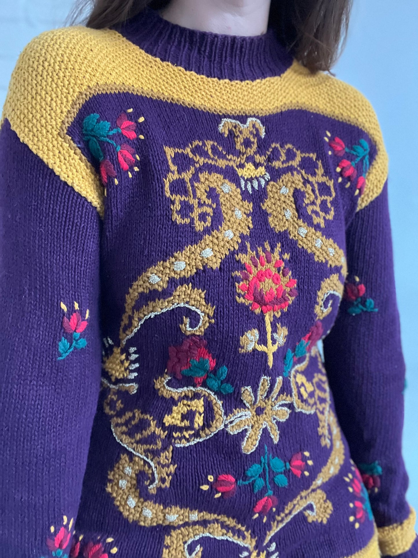 Multicoloured Hand-Knit Sweater - M