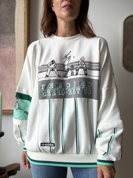 Retro Adidas Cricket Crew Sweatshirt - Size Large