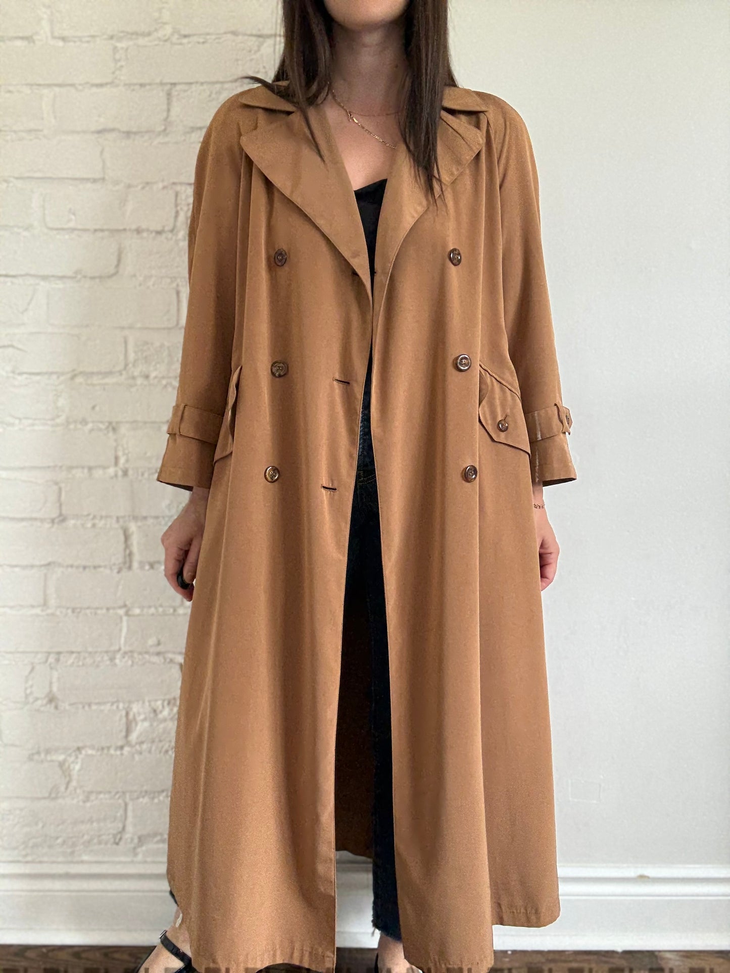 Detailed Camel Trench Coat - Size L
