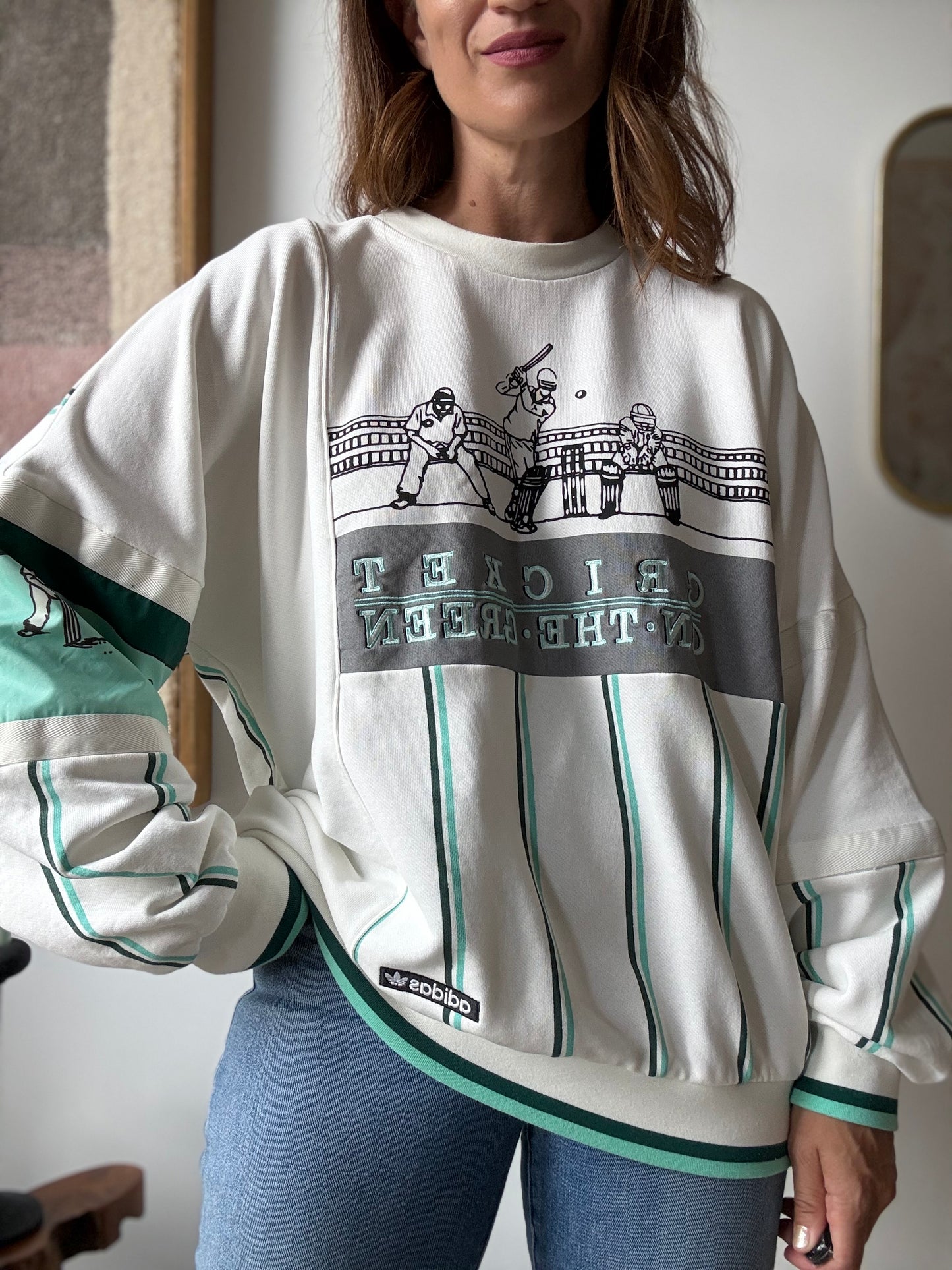 Retro Adidas Cricket Crew Sweatshirt - Size Large