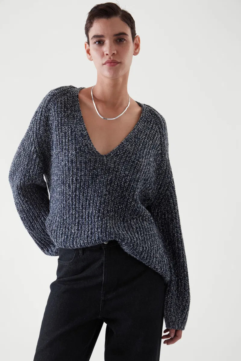 COS Ribbed V-Neck Jumper - S (oversized)