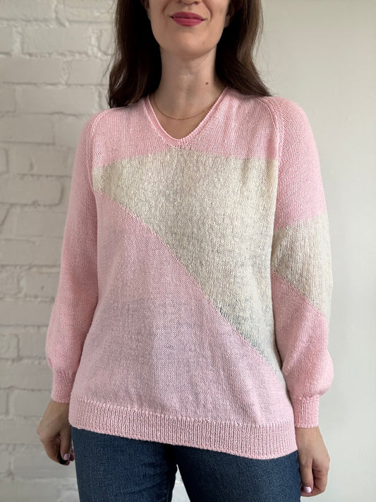 Pink Pastel Knit Sweater - Sz. L