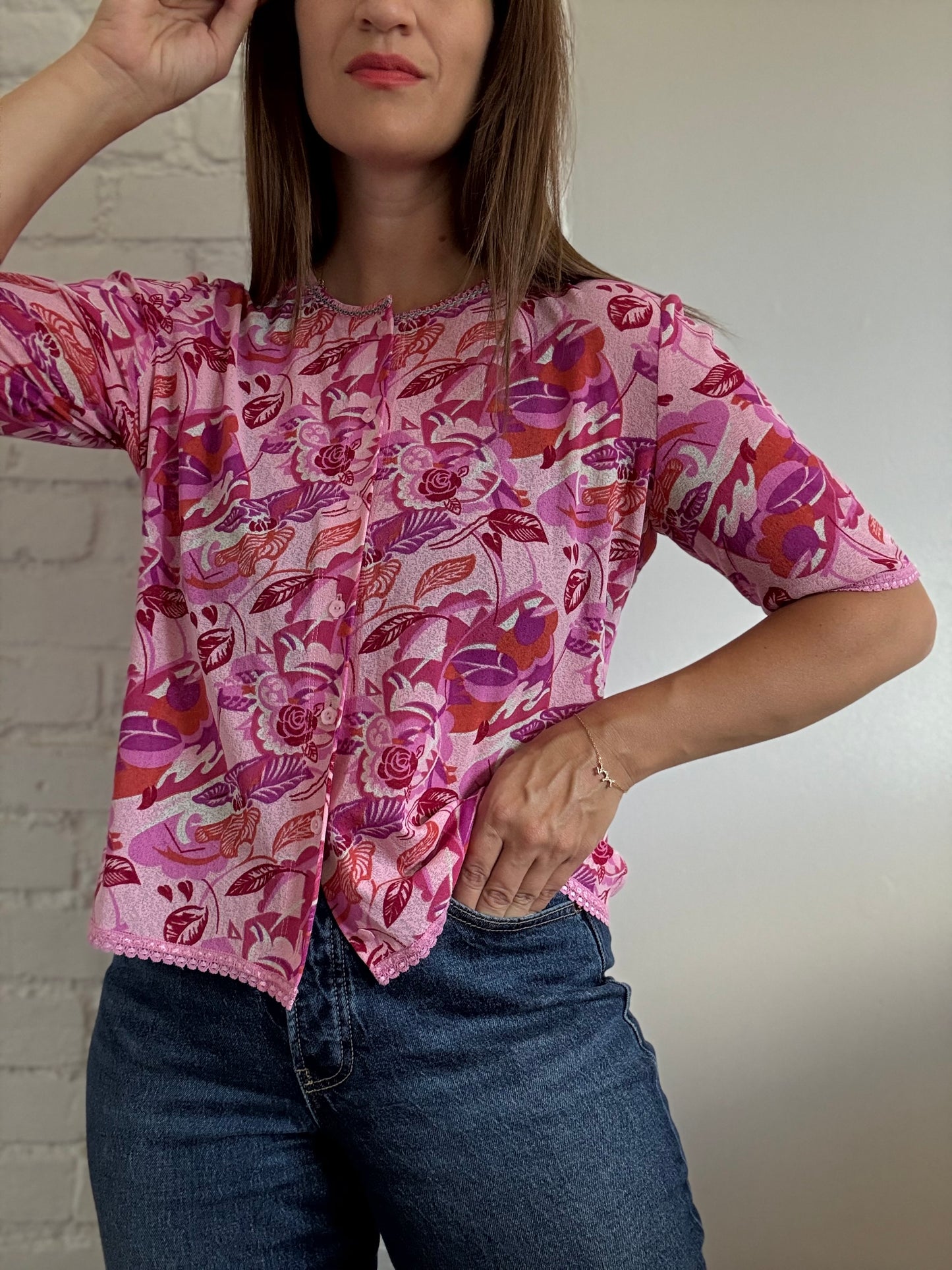 Vespucci Crepe Button-Up  Shirt - Size XL