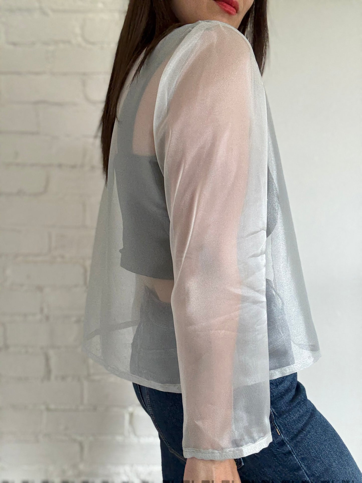 Diamond Silver Mesh Cardigan - Size L