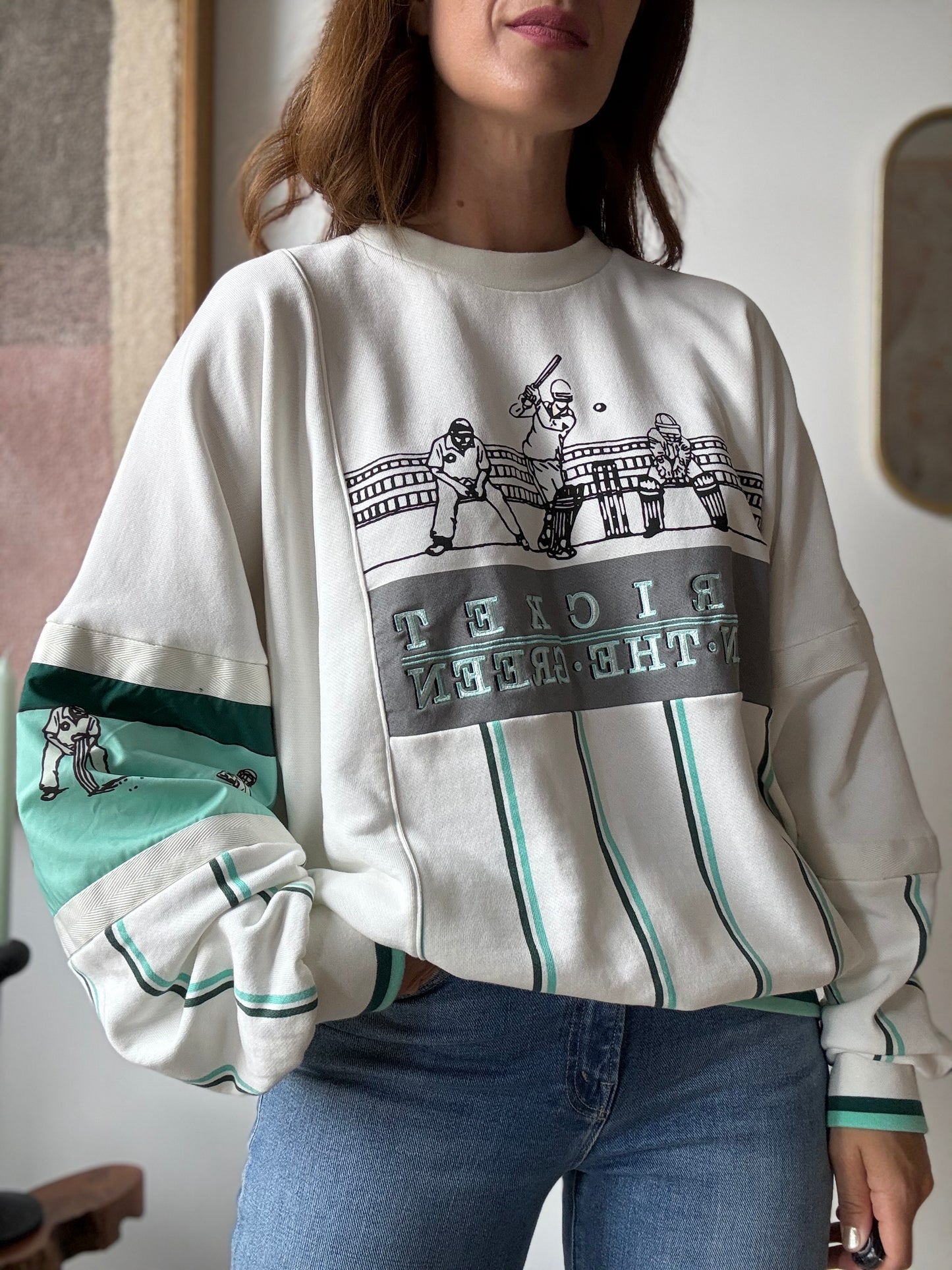 Retro Adidas Cricket Crew Sweatshirt - Size Large