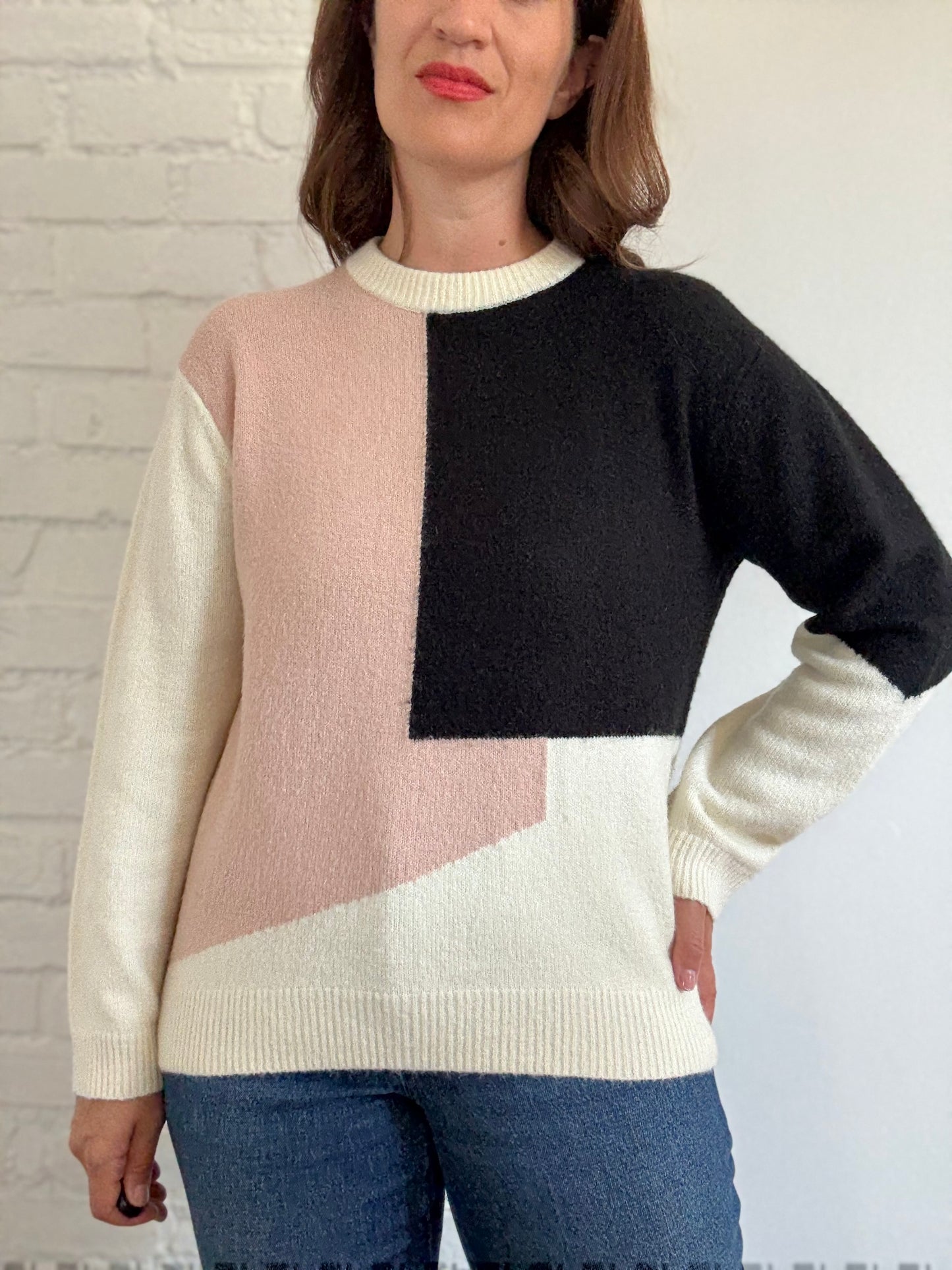 Oak + Fort Cozy Geometric Sweater - Size S (oversized)