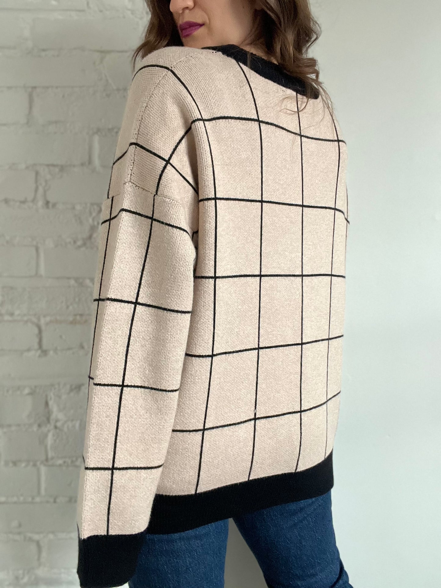 Oak + Fort Grid Cardigan - Sz. S (Oversized)